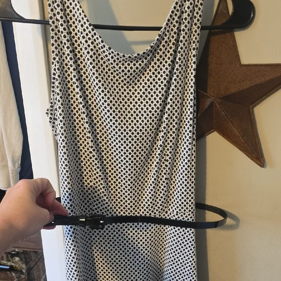 George Black and White Midi Dress Super Cute With Belt Medium Never Worn - Picture 2 of 3